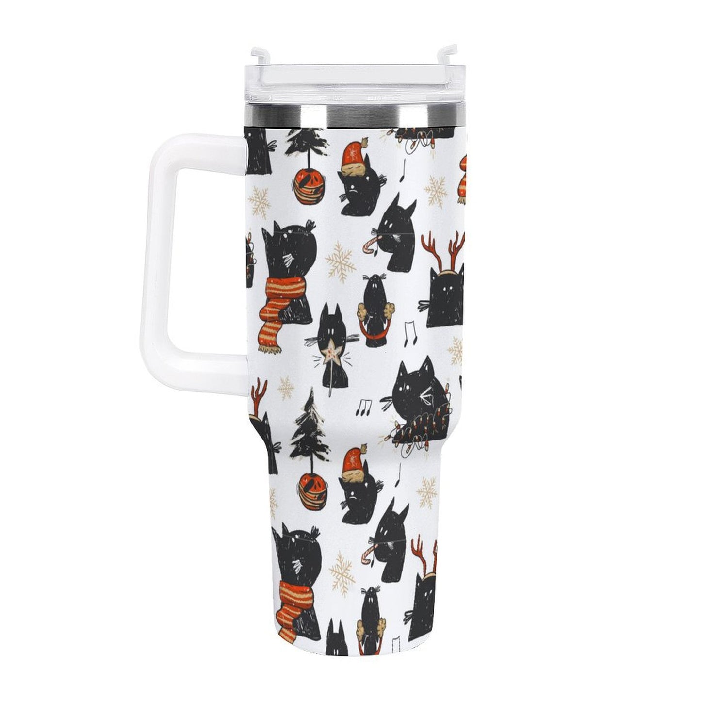 PHDT00331 POD US Local Tumbler 40 oz Large Capacity Car Cup Christmas, Black Cat