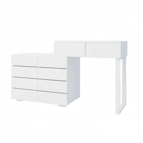US Local Extended Desktop 10 Drawers Chest Of Drawer Without Handle White Color Vanity