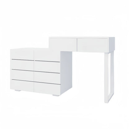 US Local Extended Desktop 10 Drawers Chest Of Drawer Without Handle White Color Vanity