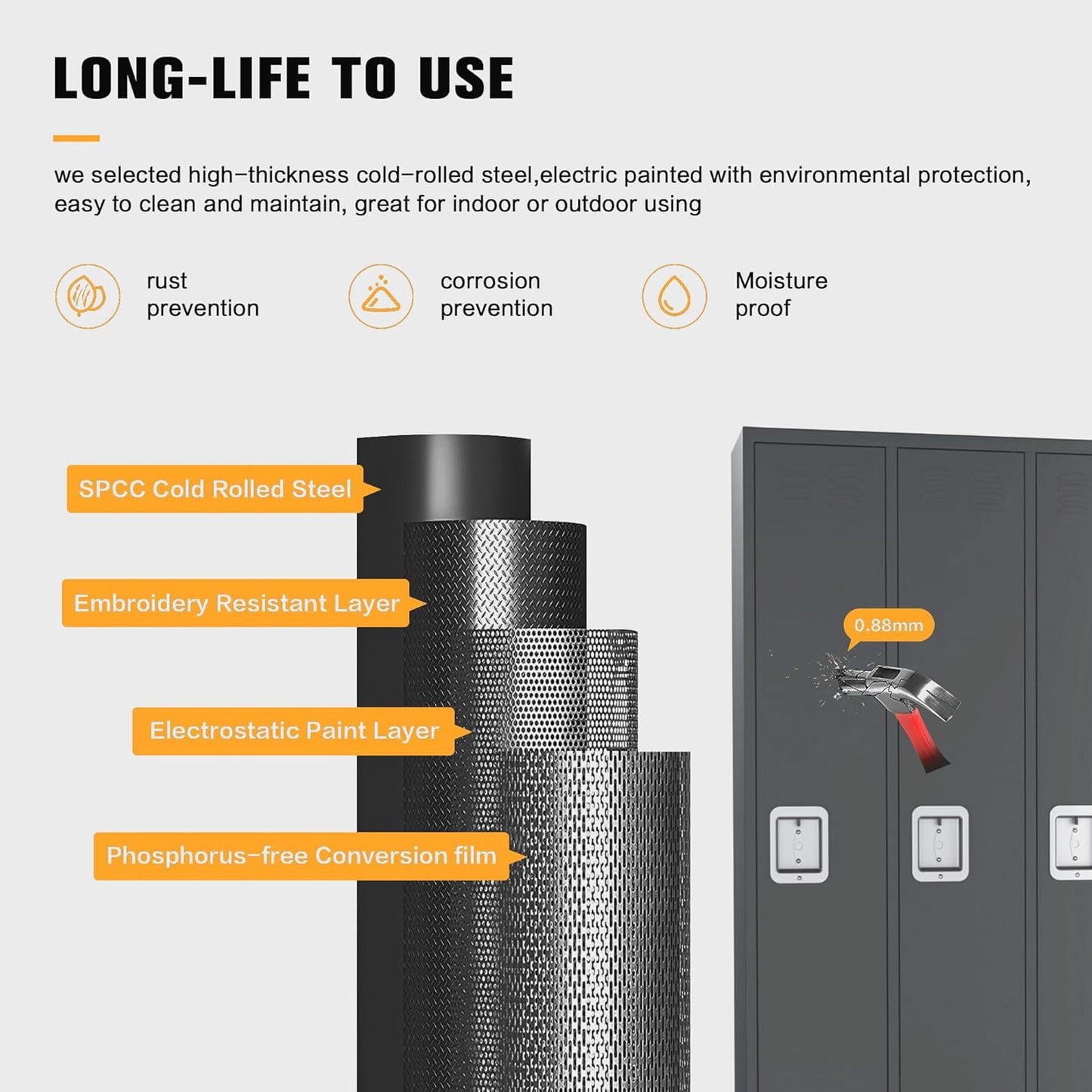 US Local 15 Doors Metal Lockers For Employees For Offices School Gyms Home,Assembly Required,Dark Gray