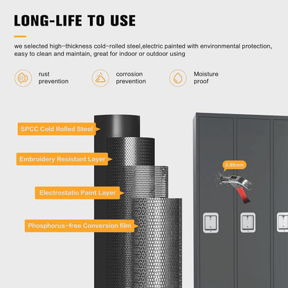 US Local 15 Doors Metal Lockers For Employees For Offices School Gyms Home,Assembly Required,Dark Gray