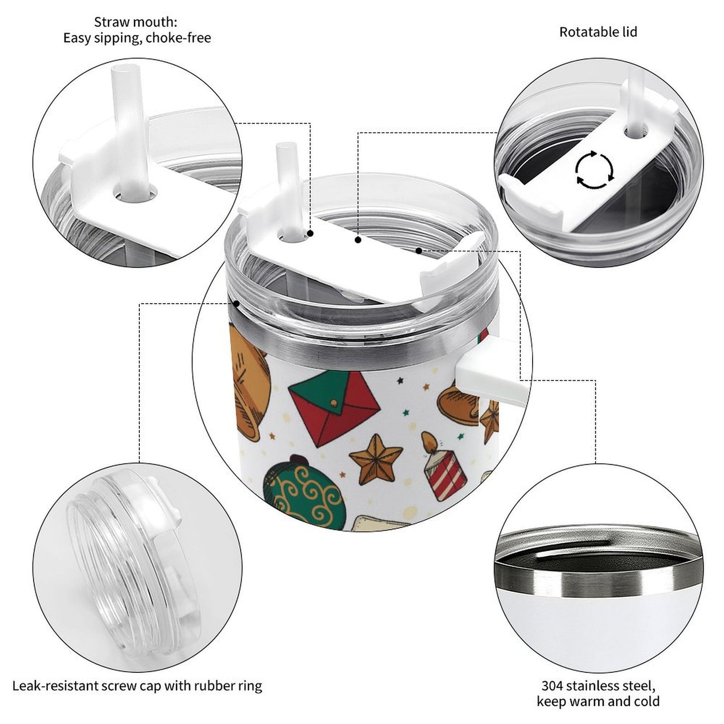 PHDT00162 POD US Local Tumbler 40 oz Large Capacity Car Cup Christmas