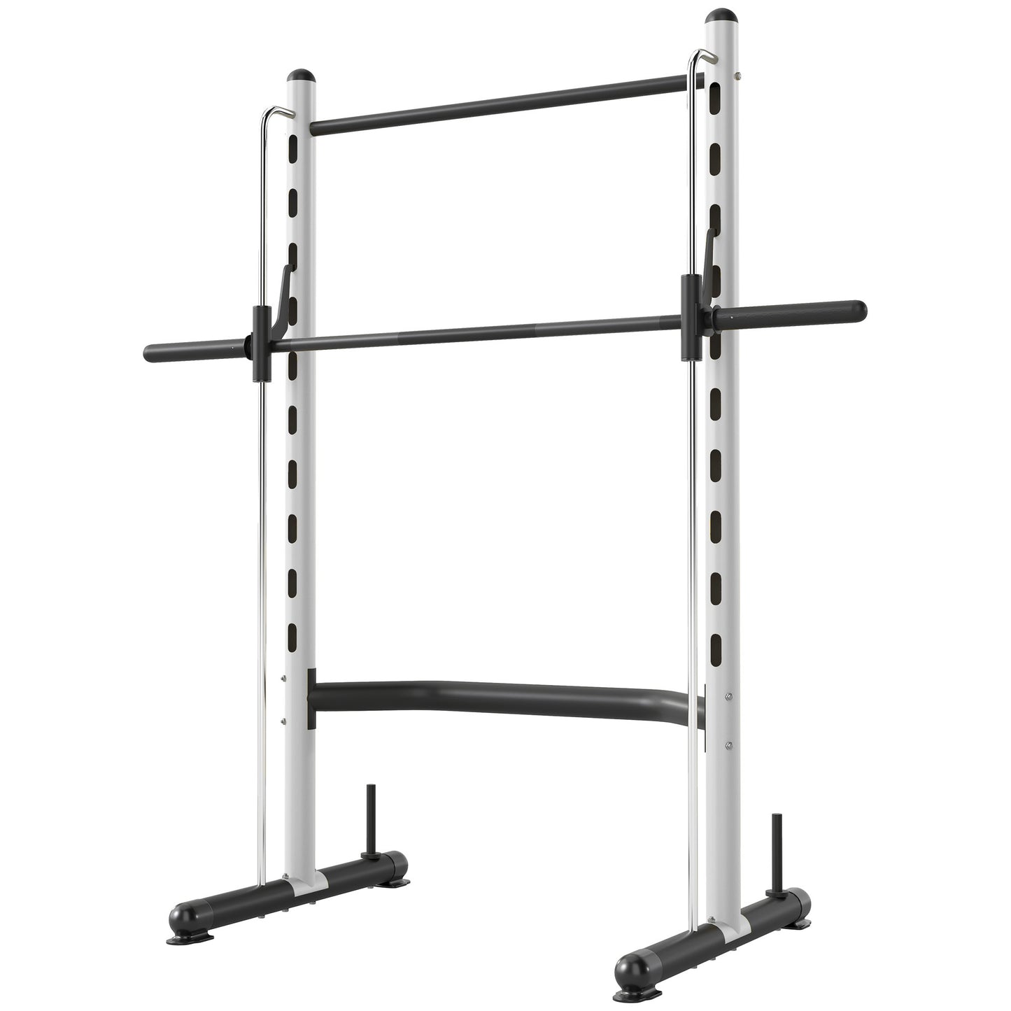 US Local Squat Rack With Pull Up Bar And Barbell Bar Adjustable Bench Press Multi-Function Weight Lifting Half Rack, White