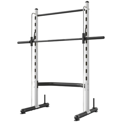US Local Squat Rack With Pull Up Bar And Barbell Bar Adjustable Bench Press Multi-Function Weight Lifting Half Rack, White