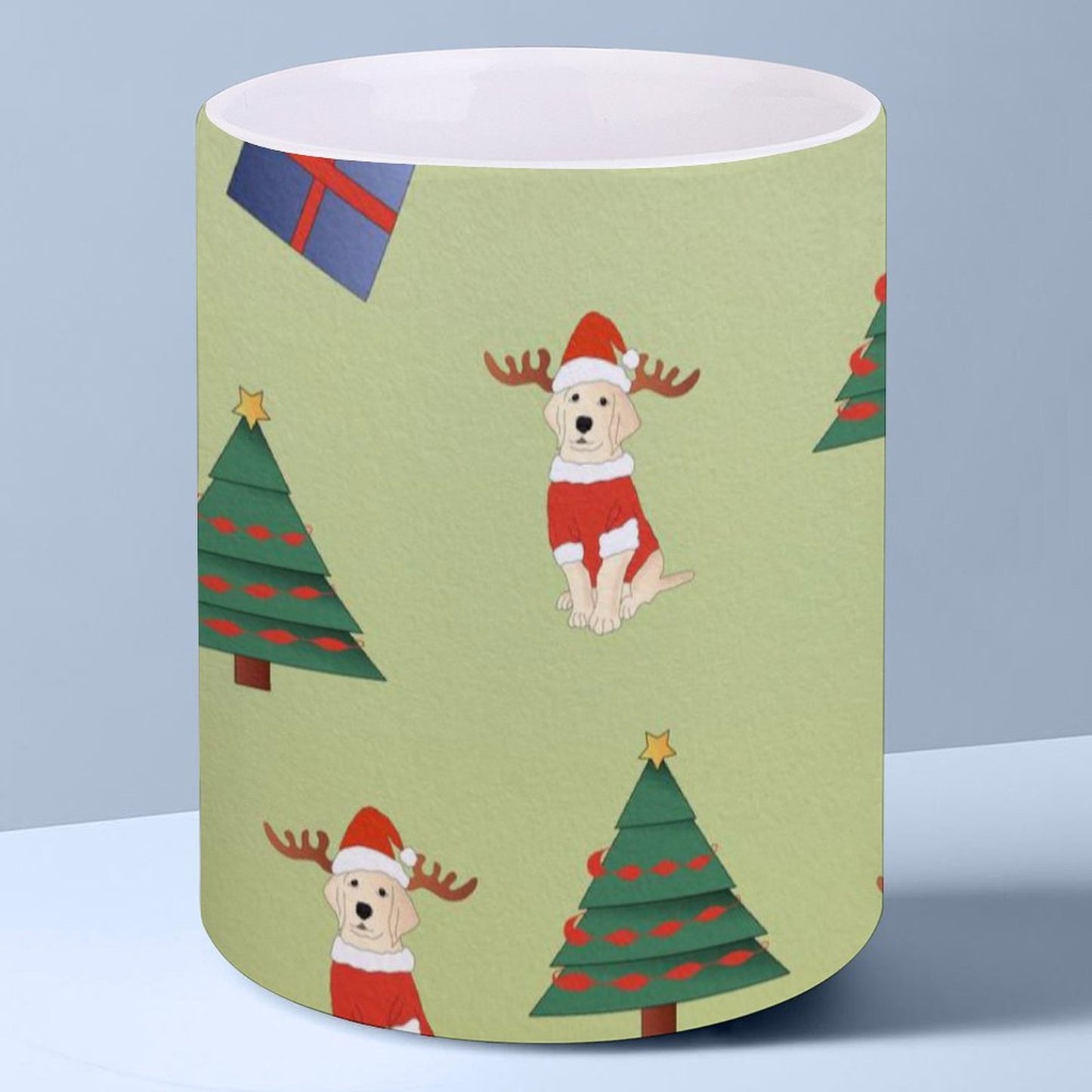 POD US Local White mug with full print, Christmas Trees, Gifts, Dogs 0078