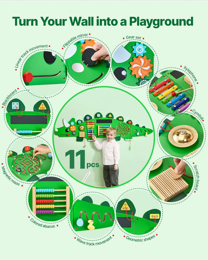 US Local Dinosaur Activity Wall Busy Board Panels 11 Activities Sensory Wall Panel