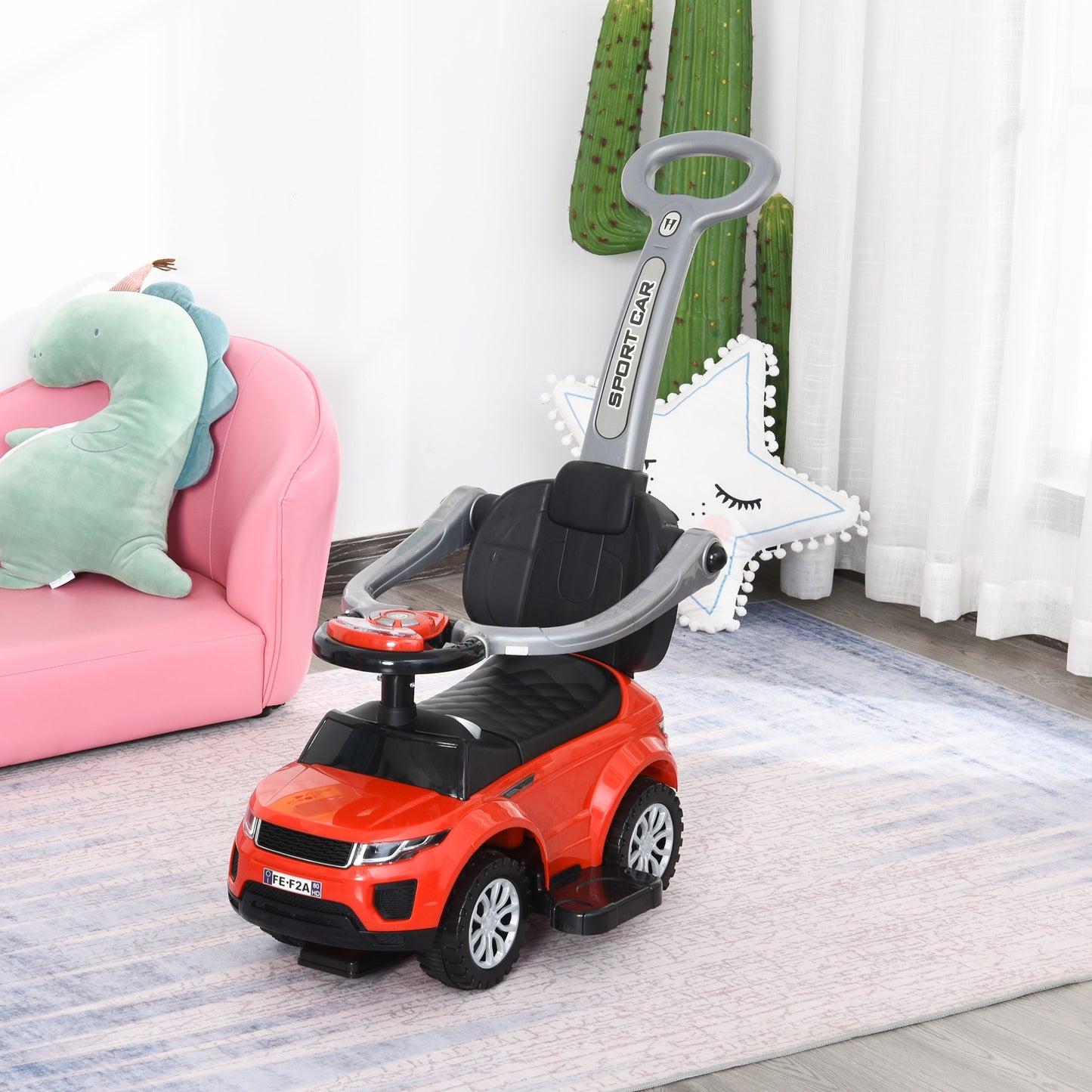 US Local 1 Push Cars for Toddlers Kid Ride on Push Car Stroller Sliding Car with Horn Music Light Function Secure Bar Ride on Toy for Boy Girl 1-3 Years Old