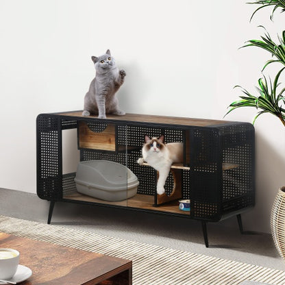 US Local Spacious Cat Houses With Tempered Glass Are Suitable For Living Rooms, Hallways, Dens, And Other Spaces