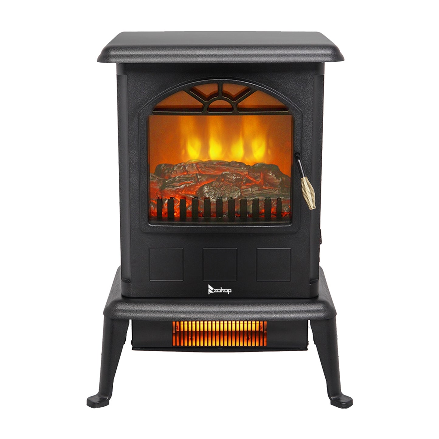 US Local 1500w Vertical Fireplace Machinery Fake Firewood Single Color 2 Quartz Tubes Black