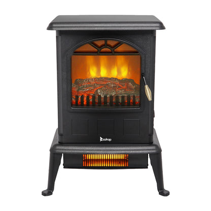US Local 1500w Vertical Fireplace Machinery Fake Firewood Single Color 2 Quartz Tubes Black
