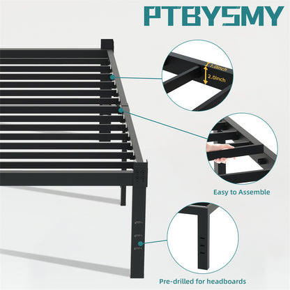 US Local Classic Iron Bed Frame Mattress Under Bed Storage No Box Spring Needed Singe Full Queen King Size Black