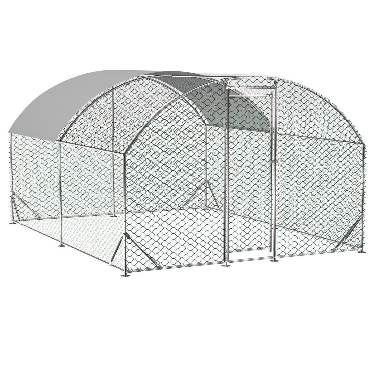 US Local Large Chicken Coop Metal Chicken Run With Waterproof And Anti-UV Cover, Dome Shaped Walk-in Fence Cage Hen House For Outdoor And Yard Farm Use,9.84 X 13.12 X 6.56 Ft