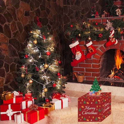 US Local Christmas Money Box For Cash Gift Pull With Christmas Tree Card And Transparent Bags Surprise Money Holder Cash Gift Xmas Money Pull Box For Christmas Birthday New Year Party Supplies