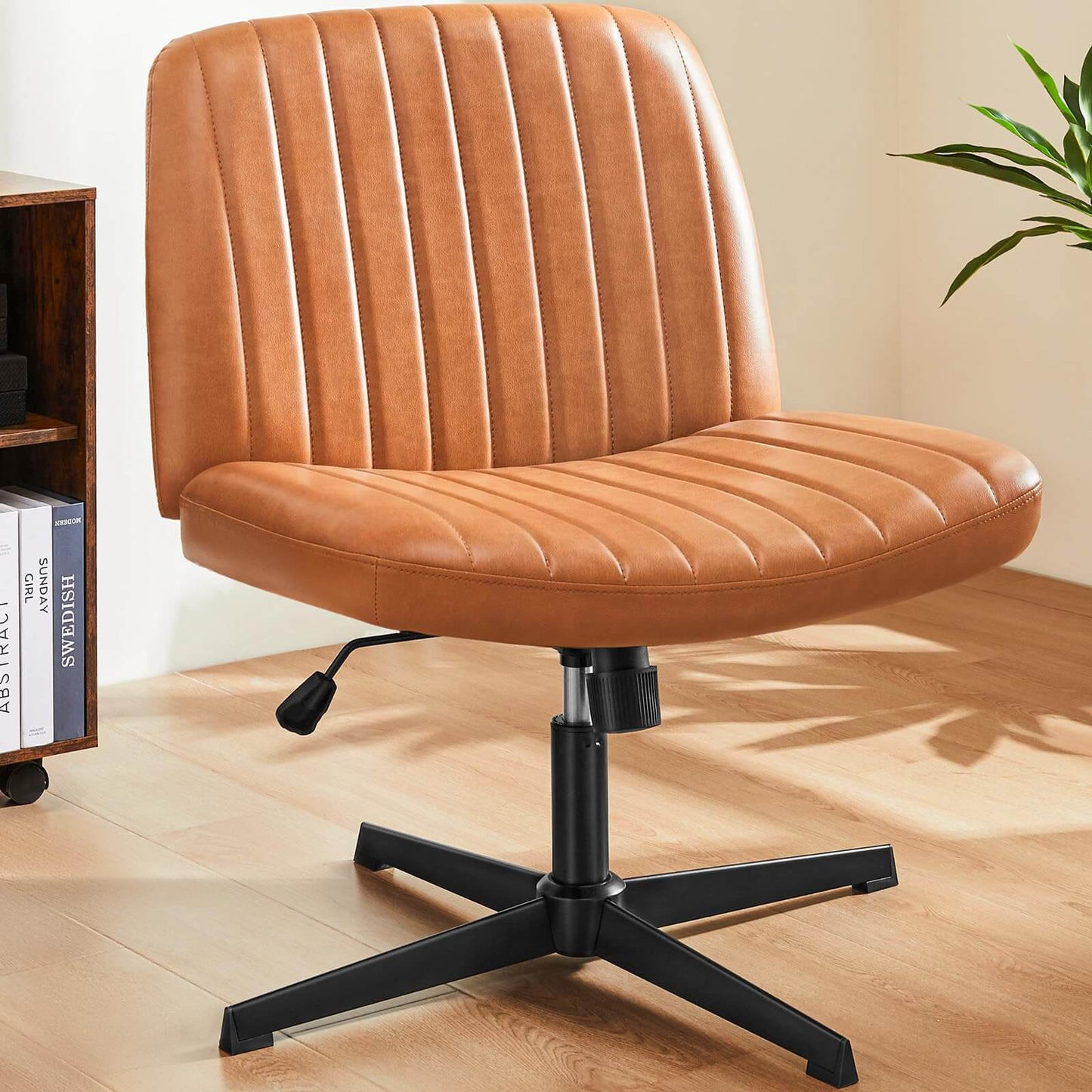 US Local Cross-Legged Chair,No Wheels Armless Swivel Home Office Chair