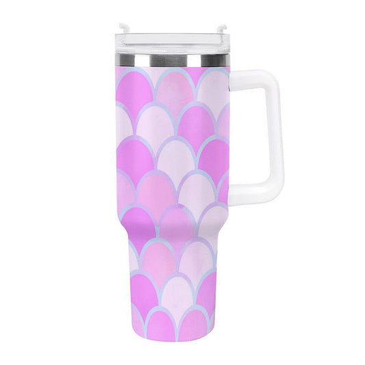 PHDT00427 POD US Local Tumbler 40 oz Large Capacity Car Cup Pink, Fish Scales