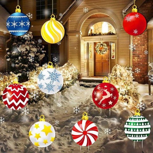 US Local 9 Pcs Christmas Yard Signs With Stakes And Cords Christmas Balls Yard Signs Decorations For Outdoor Yard Porch Tree Lawn Decorations Xmas Party Decor Clearance