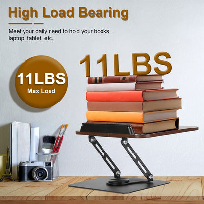 US Local 1Pc Book Stand For Reading Foldable Wood Book Holder Reading Rack Paper Stand With Adjustable Height 360 Degree Rotatable Base Dual Paper Clips For Book Sheet Music Laptop Drawing Tablet