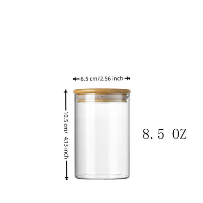 US Local 12 Pcs Round Spice Jars With Bamboo Lids And Stickers, Glass Storage Jars, Candy Jars, Coffee Jars, Salt Jars, Pepper Jars, Tea Jars