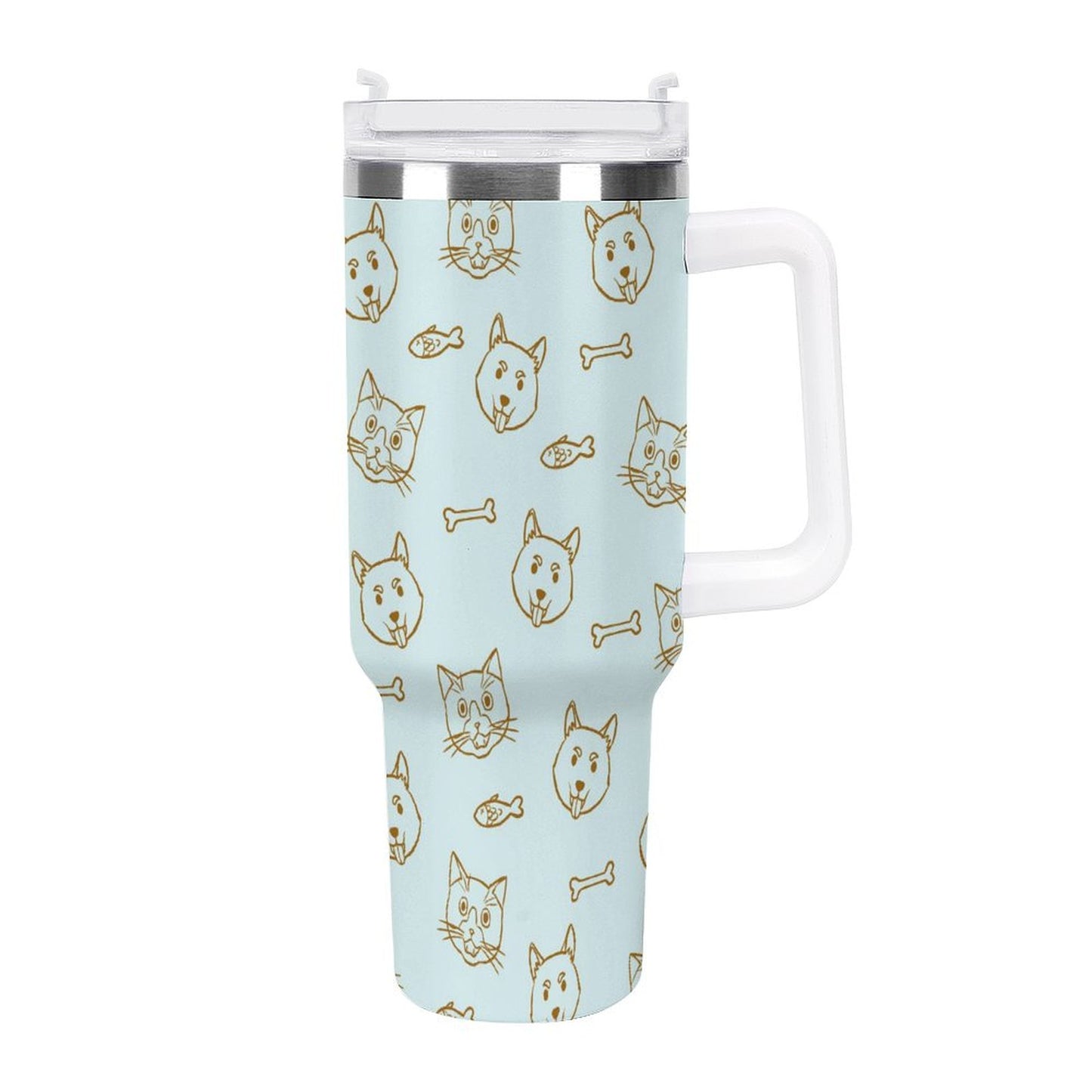 PHDT00262 POD US Local Tumbler 40 oz Large Capacity Car Cup Cat Dog Fish Bones Pets Green