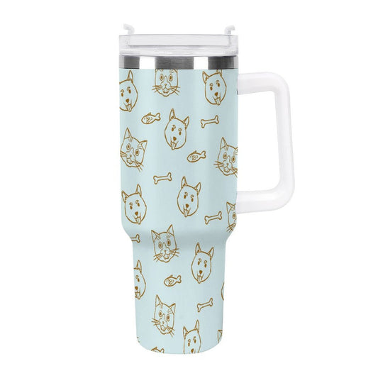 PHDT00262 POD US Local Tumbler 40 oz Large Capacity Car Cup Cat Dog Fish Bones Pets Green