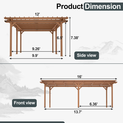 US Local Outdoor Wood Pergola, Wooden Patio Pergola Gazebo For Climbing Plant Support, Garden,Brown