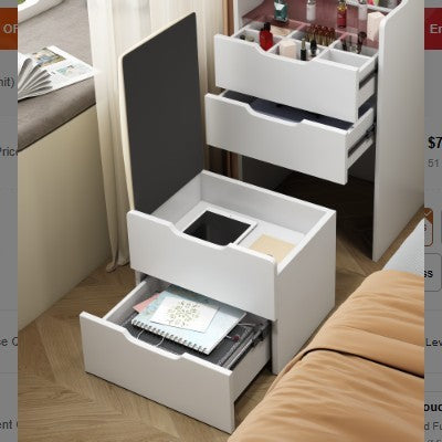 US Local 48CM 3 In 1 Vanity Desk With Plip Top Mirror, Small Make Up Vanity Set With Visible Glass Desktop, Compact Makeup Vanity With 3 Drawers, Dressing Table For Bedroom, Prime Day, Deals For You Days