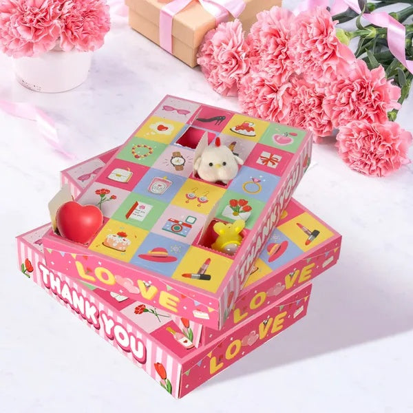 US Local 10 Pcs Advent Calendar Gift Boxes With 24 Compartments DIY Surprise Paper Boxes For Candy Jewelry Cartoon