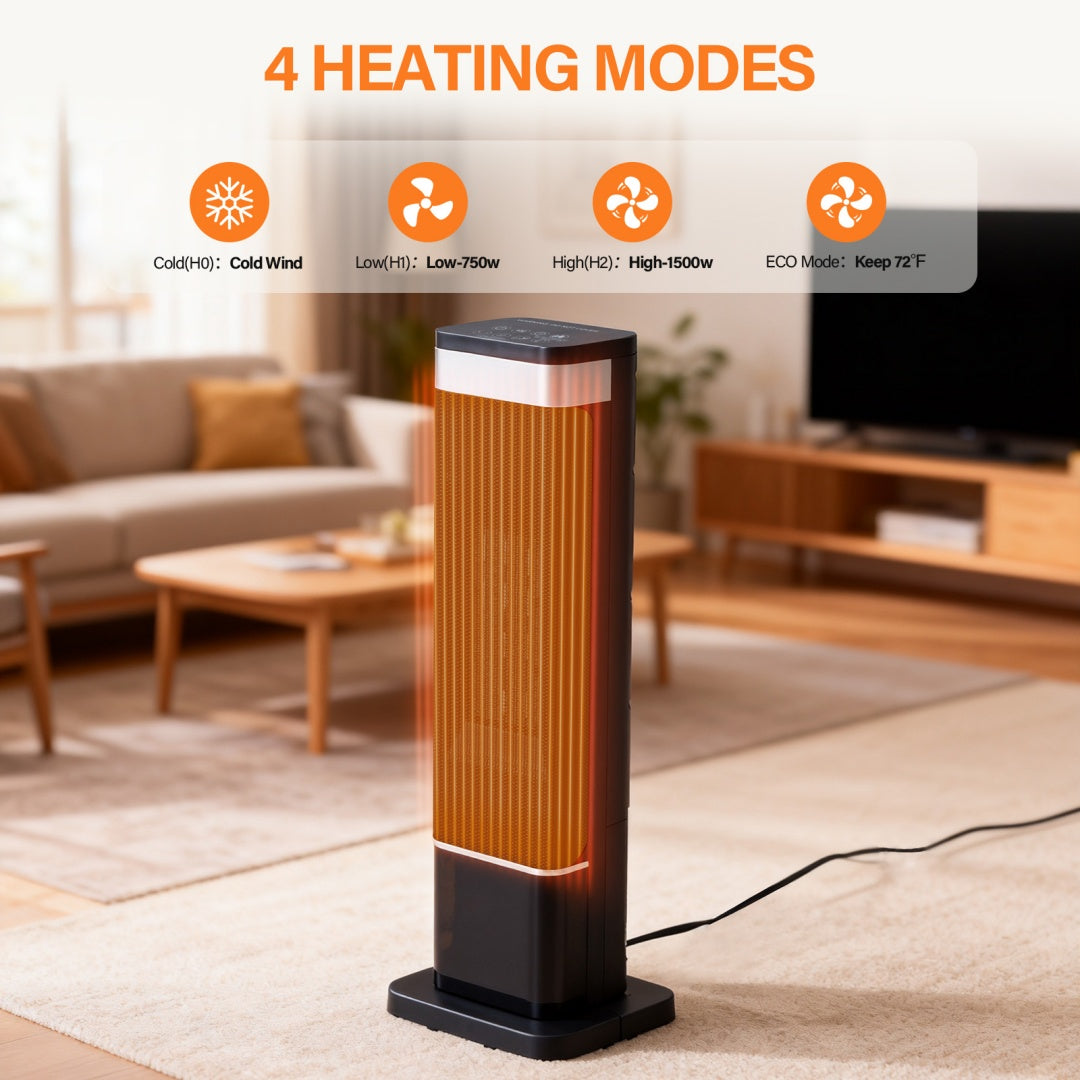 US Local 23inch Space Heaters For Indoor Use, Portable Heater With 7 Light Colors