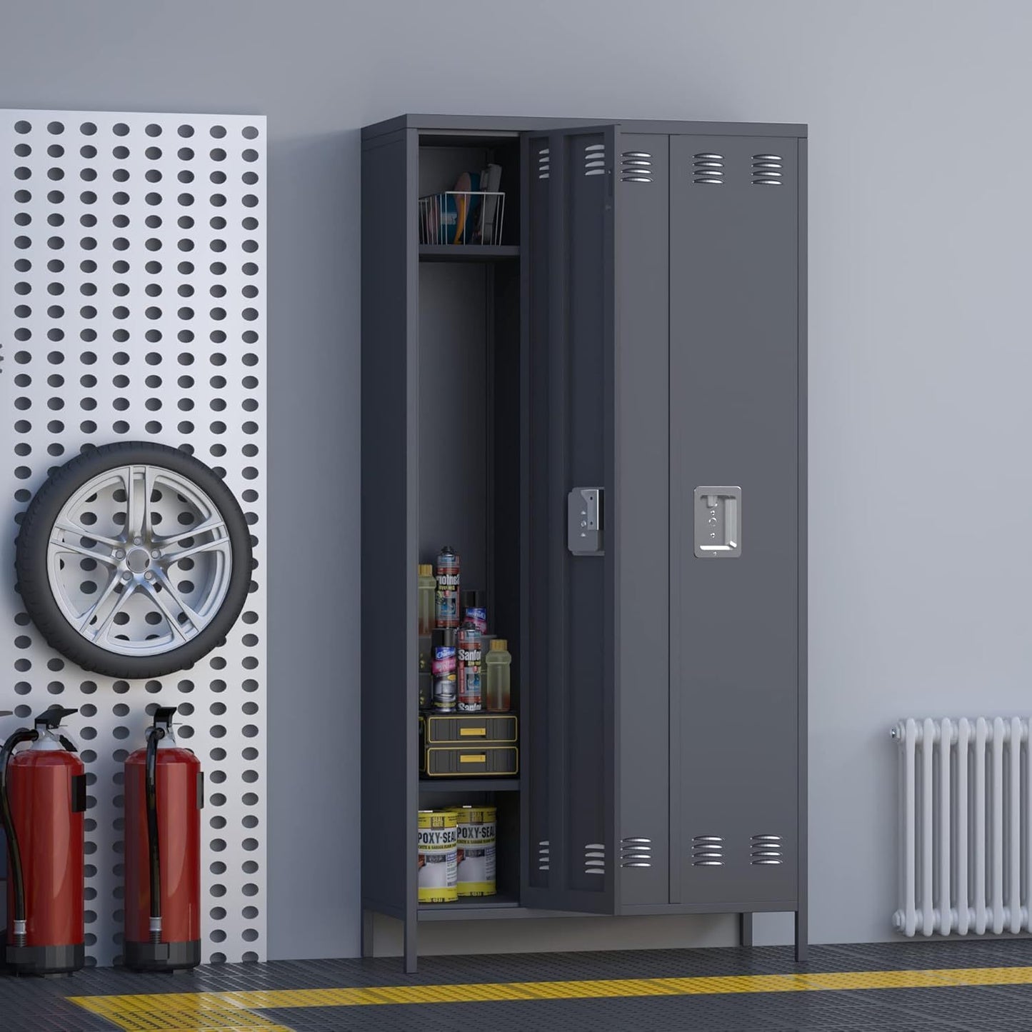 US Local 15 Doors Metal Lockers For Employees For Offices School Gyms Home,Assembly Required,Dark Gray