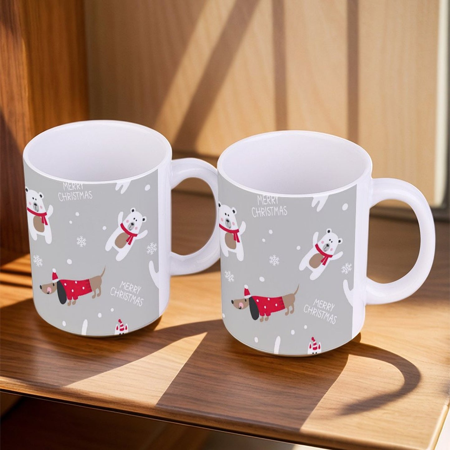 POD US Local White mug with full print, Christmas Pets 0103