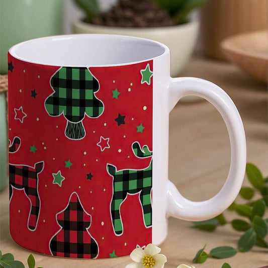 POD US Local White mug with full print, Christmas Elk 0090