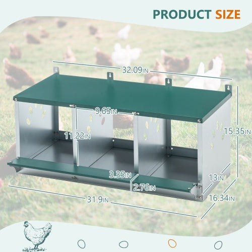 US Local Metal Nesting Boxes For Chicken,3 Compartment Nesting Box,Galvanized Steel Nesting Boxes For Hens, Easy To Assemble