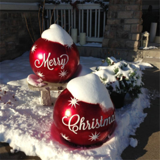 US Local Christmas Ornament Ball Outdoor Pvc 60CM Inflatable Decorated Ball PVC Giant Big Large Balls Xmas Tree Decorations Toy Ball