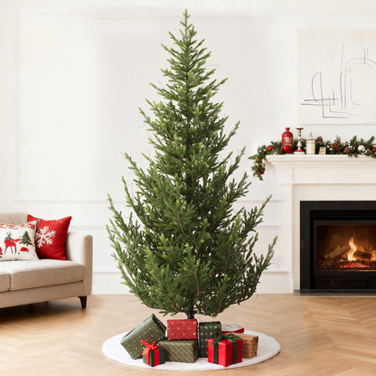 US Local Aspen Slim Fir 7.5ft Christmas Tree Pre-Lit Artificial With 4,570 Branch Tips & 1,555 Low-Voltage Warm LED Lights, Foldable Stand & Realistic Flame-Resistant Branches