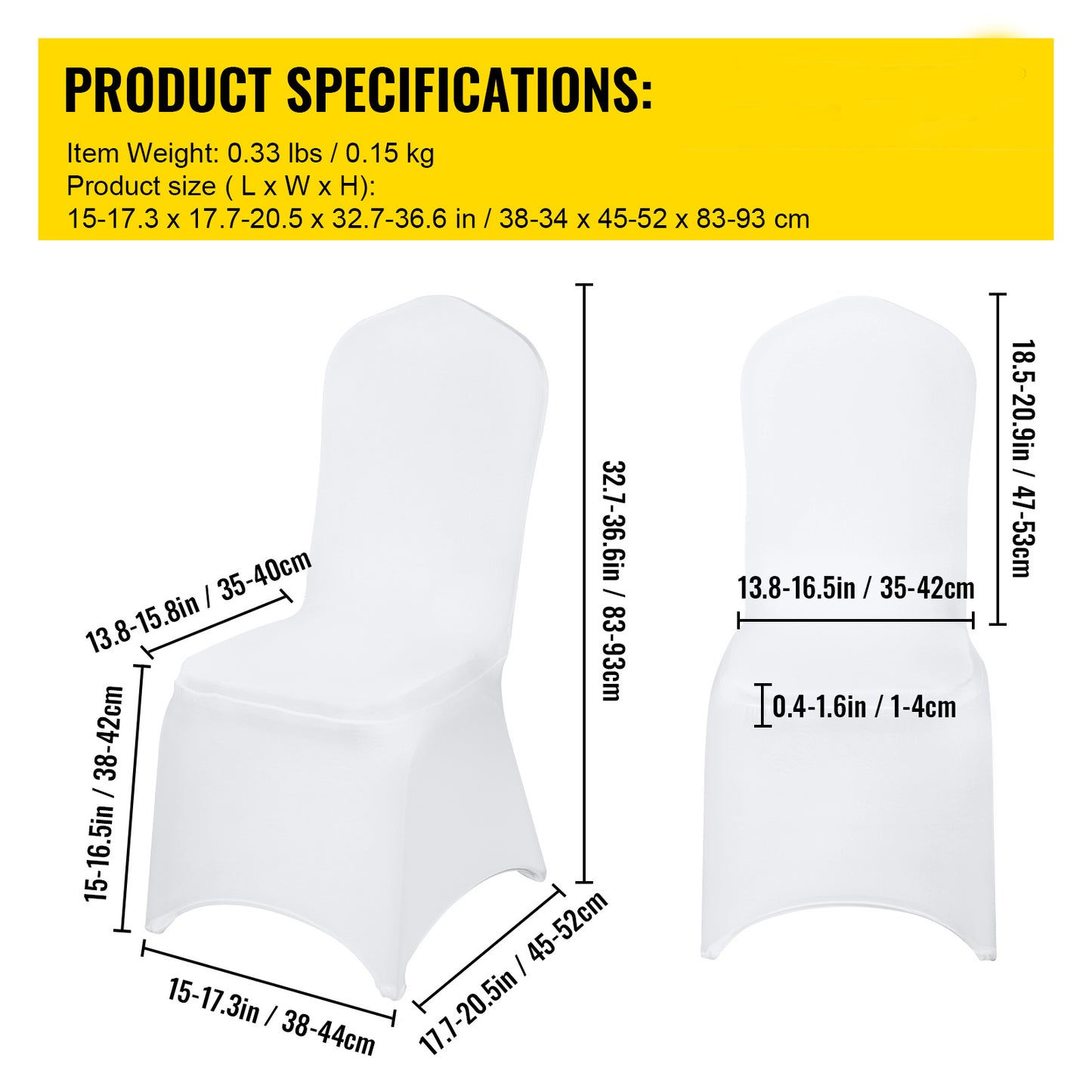 US Local VEVOR Stretch Spandex Folding Chair Covers, Universal Fitted Chair Cover, Removable Washable Protective Slipcovers, For Wedding, Holiday, Banquet, Party, Celebration, Dining