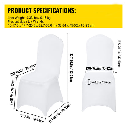 US Local VEVOR Stretch Spandex Folding Chair Covers, Universal Fitted Chair Cover, Removable Washable Protective Slipcovers, For Wedding, Holiday, Banquet, Party, Celebration, Dining