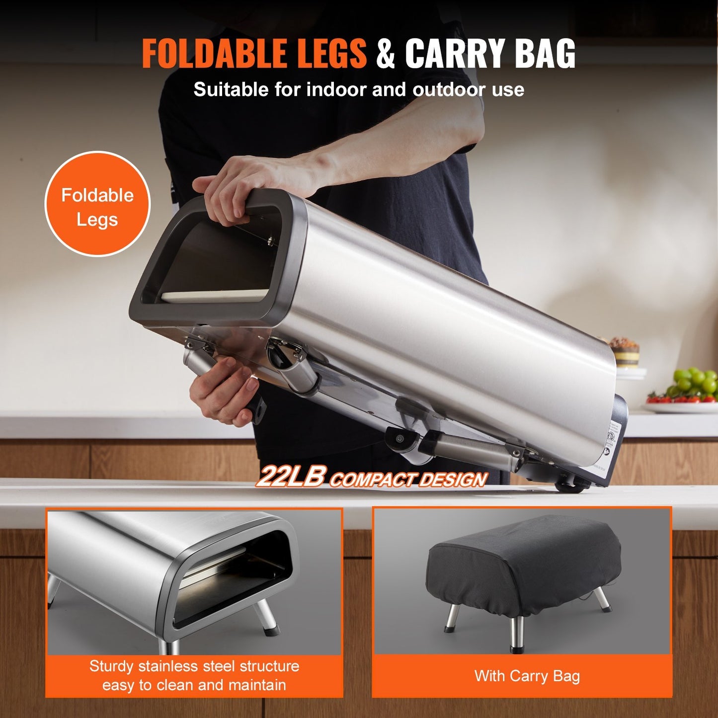 US Local Electric Pizza Oven Countertop Pizza Maker For 12" Pizza Indoor & Outdoor