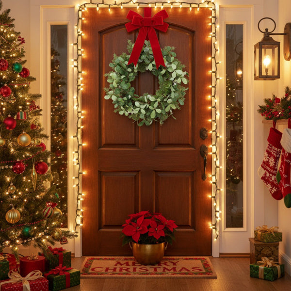 US Local Christmas Cedar Wreath Full Luxe Greenery Holiday Door Festive Pinecone & Berry Accent FBA Shipment