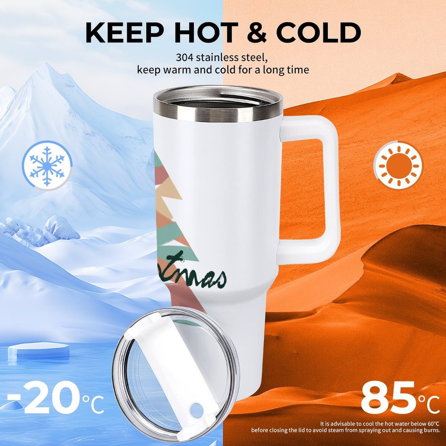 PHDT00321 POD US Local Tumbler 40 oz Large Capacity Car Cup Christmas Tree Color Brush