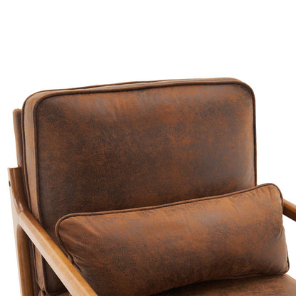 US Local Armrests, Single Lounge Chair, Oak, Upholstered, Foil Stamping Cloth, Orange, Interior Lounge Chair, N101