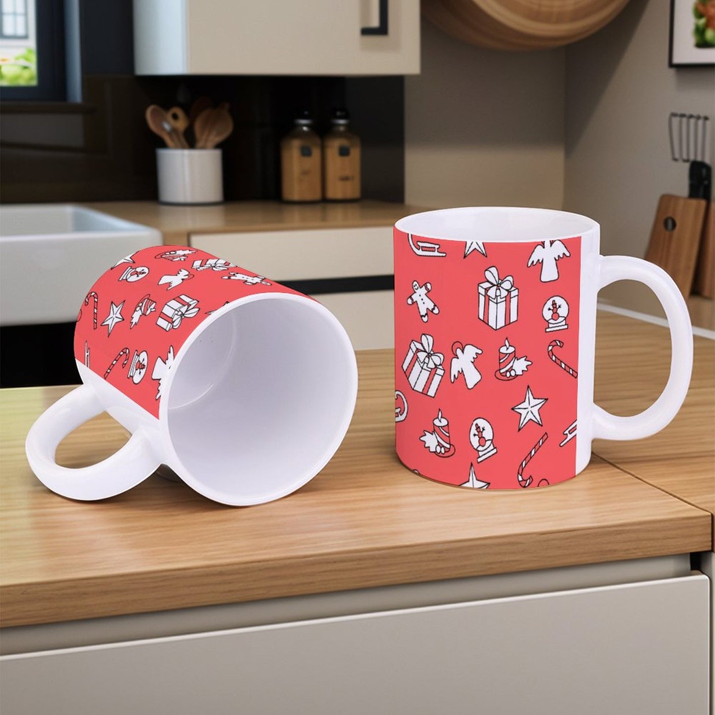 POD US Local White mug with full print, Christmas Pink 0025