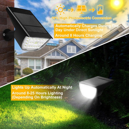 2Pcs 32 LEDs Solar Landscape Spotlights IP65 Waterproof With 3 Modes For Yard Garden Driveway Porch Walkway Pool Patio