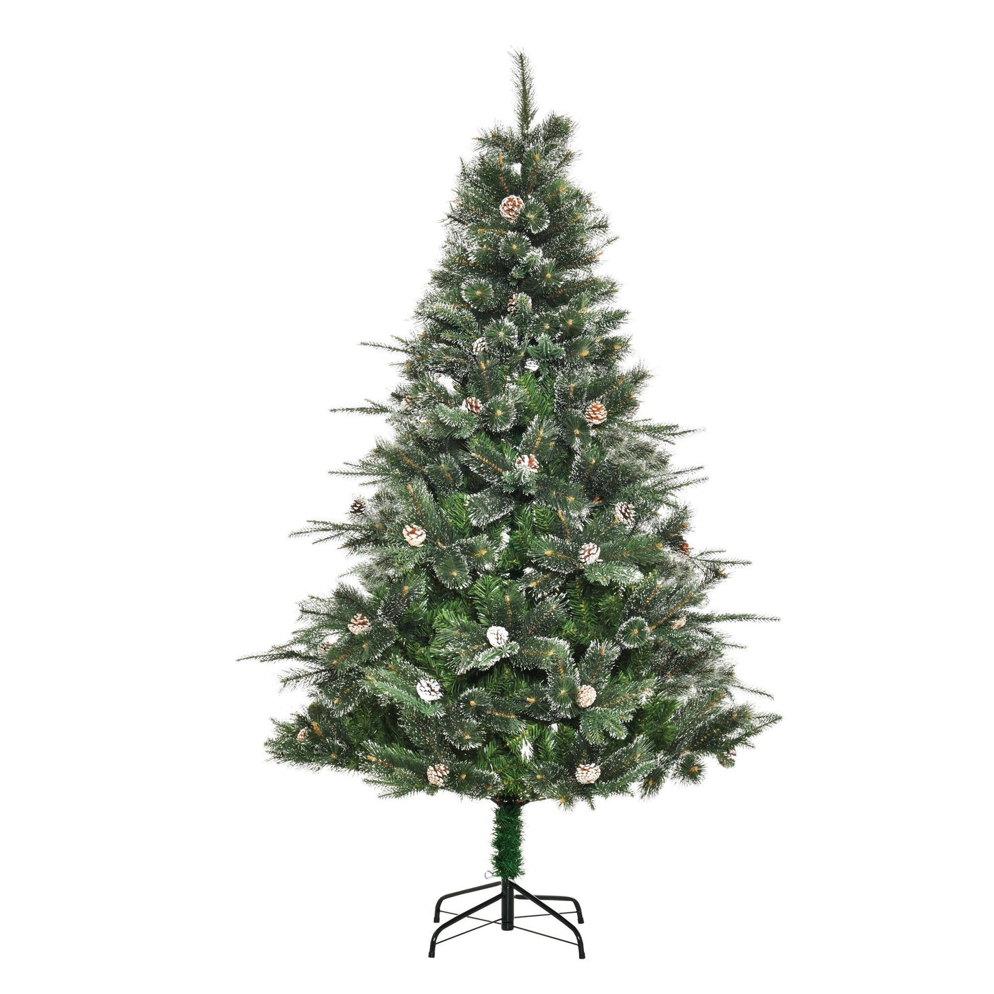CA Local HOMCM 6 ft Artificial Christmas Snow Pine Tree Holiday Home Xmas Decoration With Automatic Open, Pinecone, Green