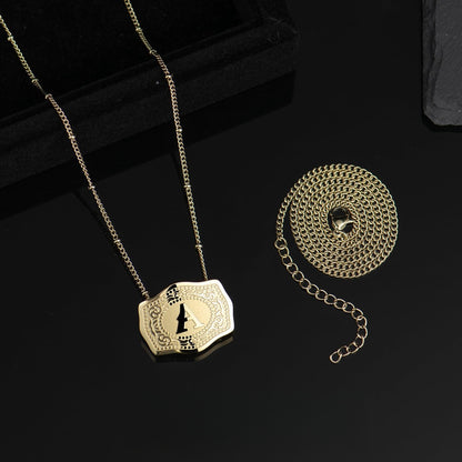 Gold-plated Embossed Slim Chain Adjustable Necklace