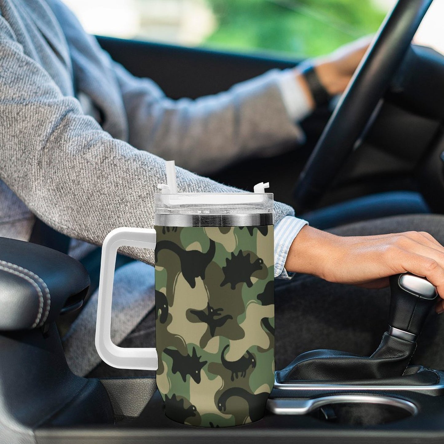 PHDT00490 POD US Local Tumbler 40oz Large Capacity Car Cup Green Dinosaur