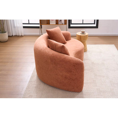 US Local LY 042 S Curved Chenille Sectional Sofa  Dual-Depth  21.3x  26.8, Beige, No Assembly, Compact For Small Spaces, 400 Lbs, 66.9 L