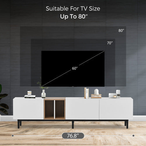 US Local Odern TV Stand Suitable For 80 Inch TV With 3 Doors