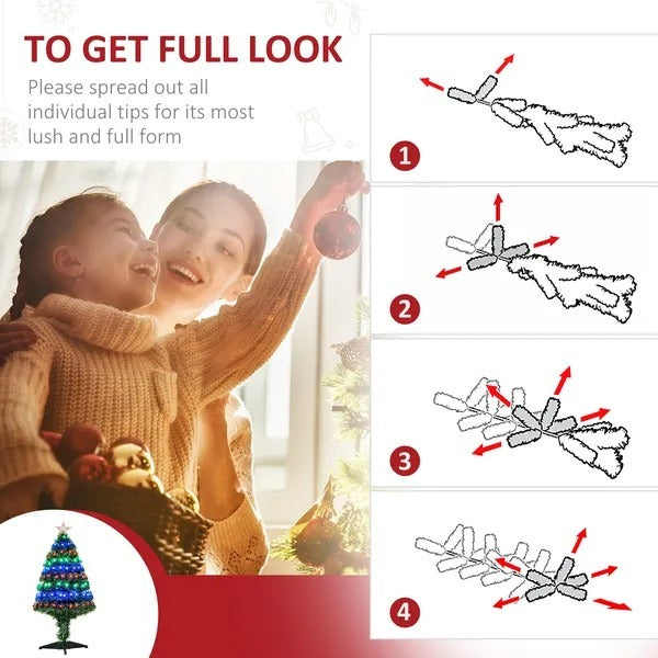 CA Local 3FT Pre-lit LED Optical Fiber Christmas Tree Artificial Holiday Decor With Stand