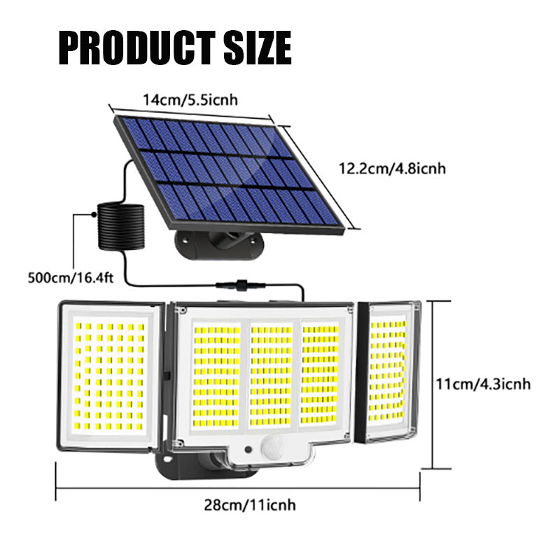 US Local 1,2 Pack Solar Lights Outdoor 348 LED Motion Sensor Lights With Remote Control  3 Head Waterproof