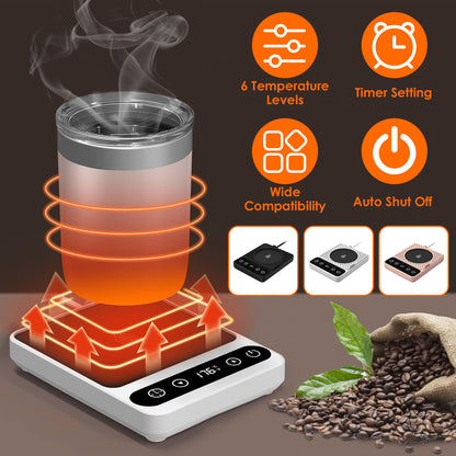 US Local 3 Colors 1Pc Desktop Electric Mug Warmer Auto Shut Off Timer Setting 6 Temperature Levels Cup Warmer For Milk Tea Cup Heating Plate